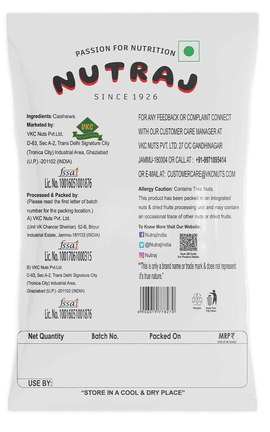 Nutraj Cashew Nuts | Kaju