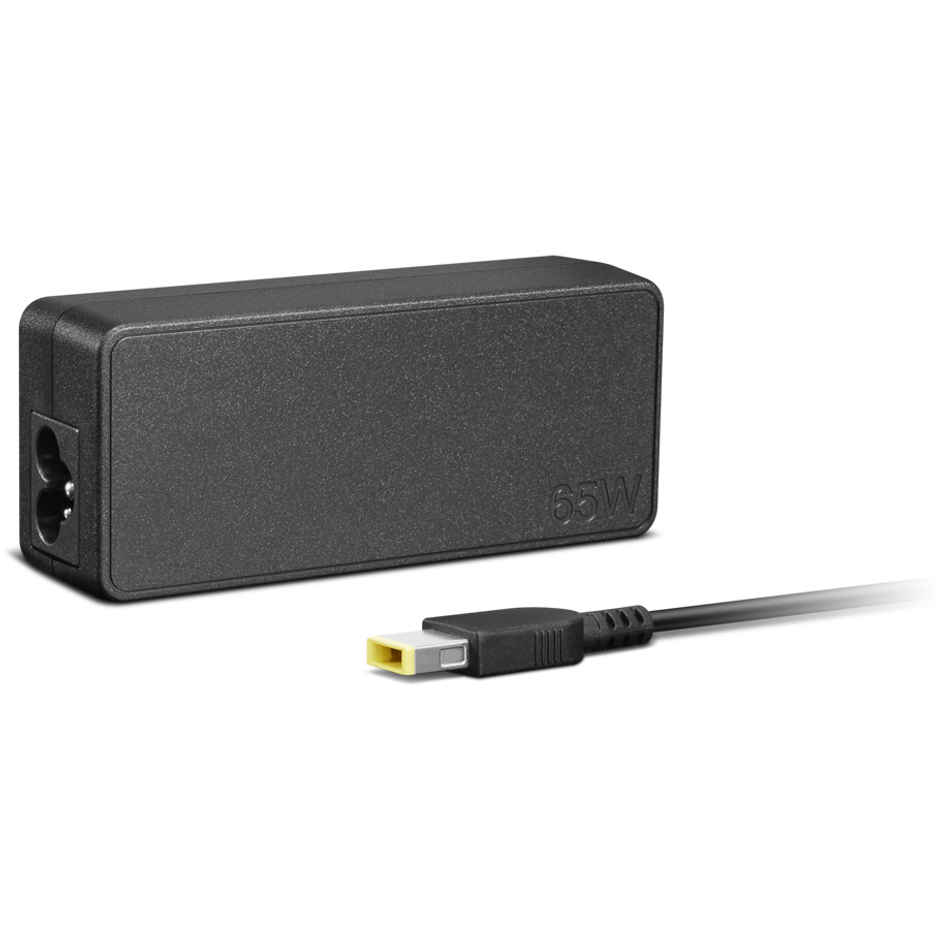 Lenovo 65W USB Slim Tip Rectangular pin Laptop Adapter/Charger with Power Cord for Select Models of Lenovo Laptops (888015000) - Black