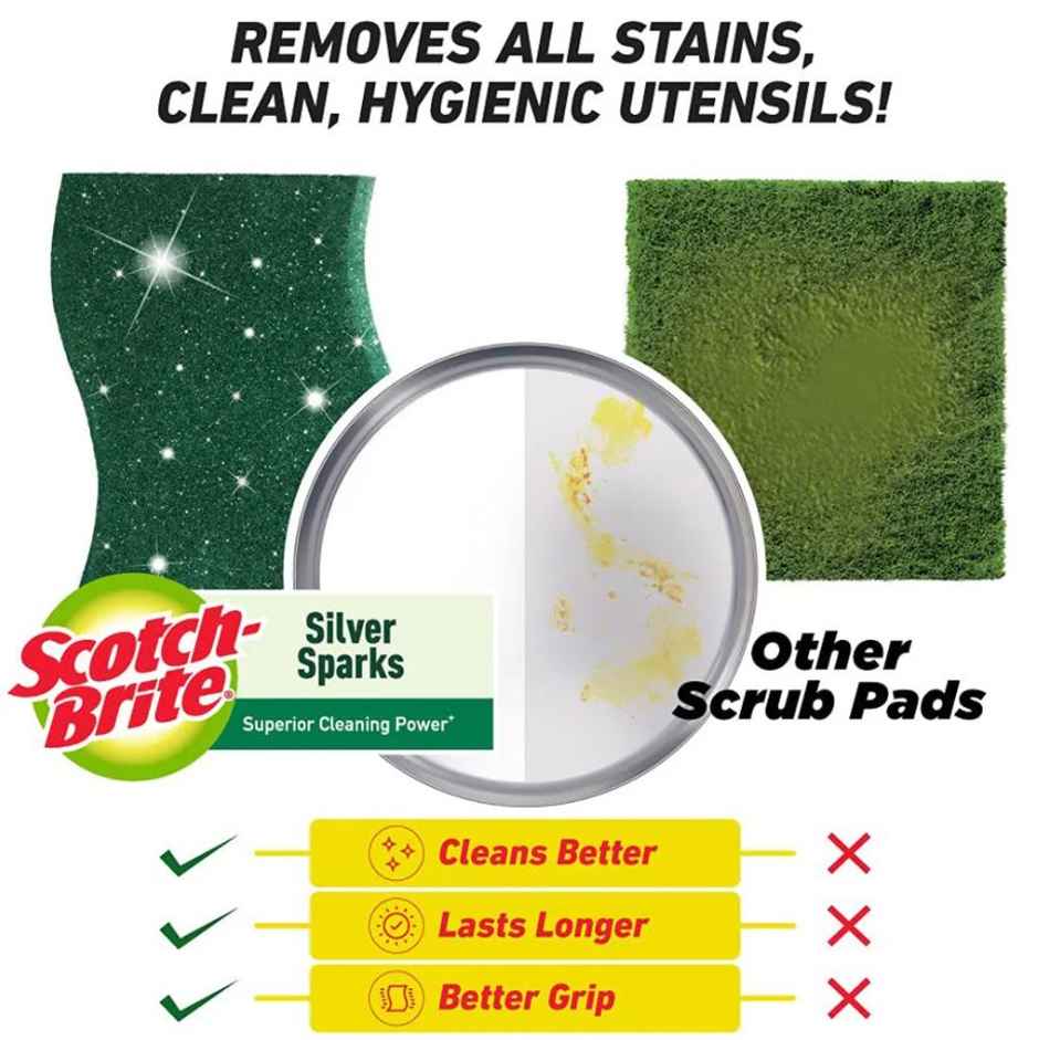 Scotch Brite Silver Sparks Scrub Pad (Pack of 6)