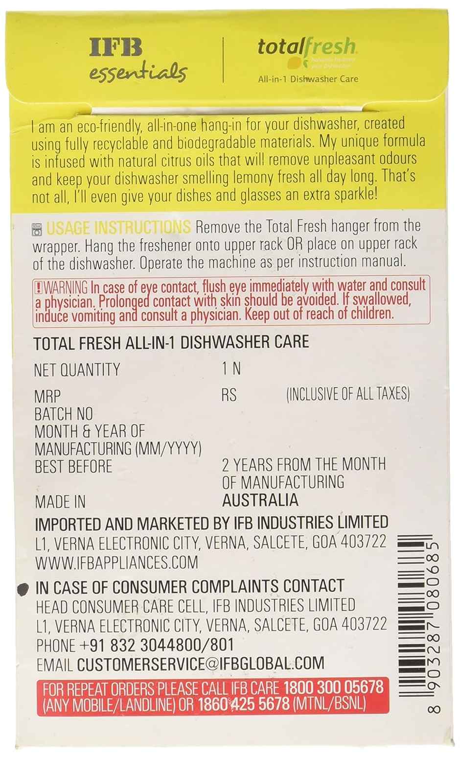 IFB Essentials Sensora Dishwasher Freshener