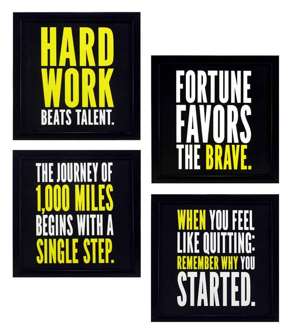 Indianara Set of 4 Framed Motivational Quotes Art Wall Hanging Decor