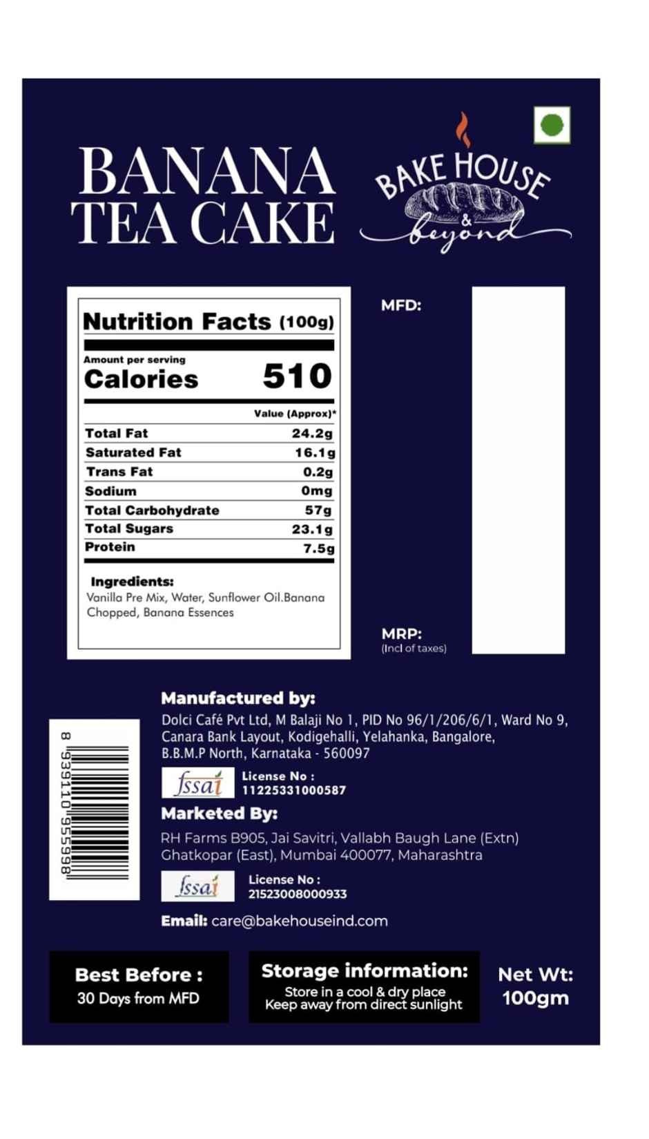 Bakehouse Fresh Banana Tea Cake