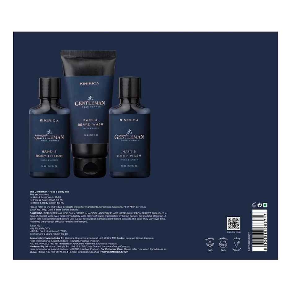 Kimirica Gentlemen Trio Gift Set | Grooming Set for Men | Shower Gel, Body lotion and Face wash