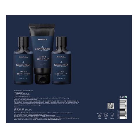 Kimirica Gentlemen Trio Gift Set I Grooming Set for Men I Showergel, Body lotion and Face wash