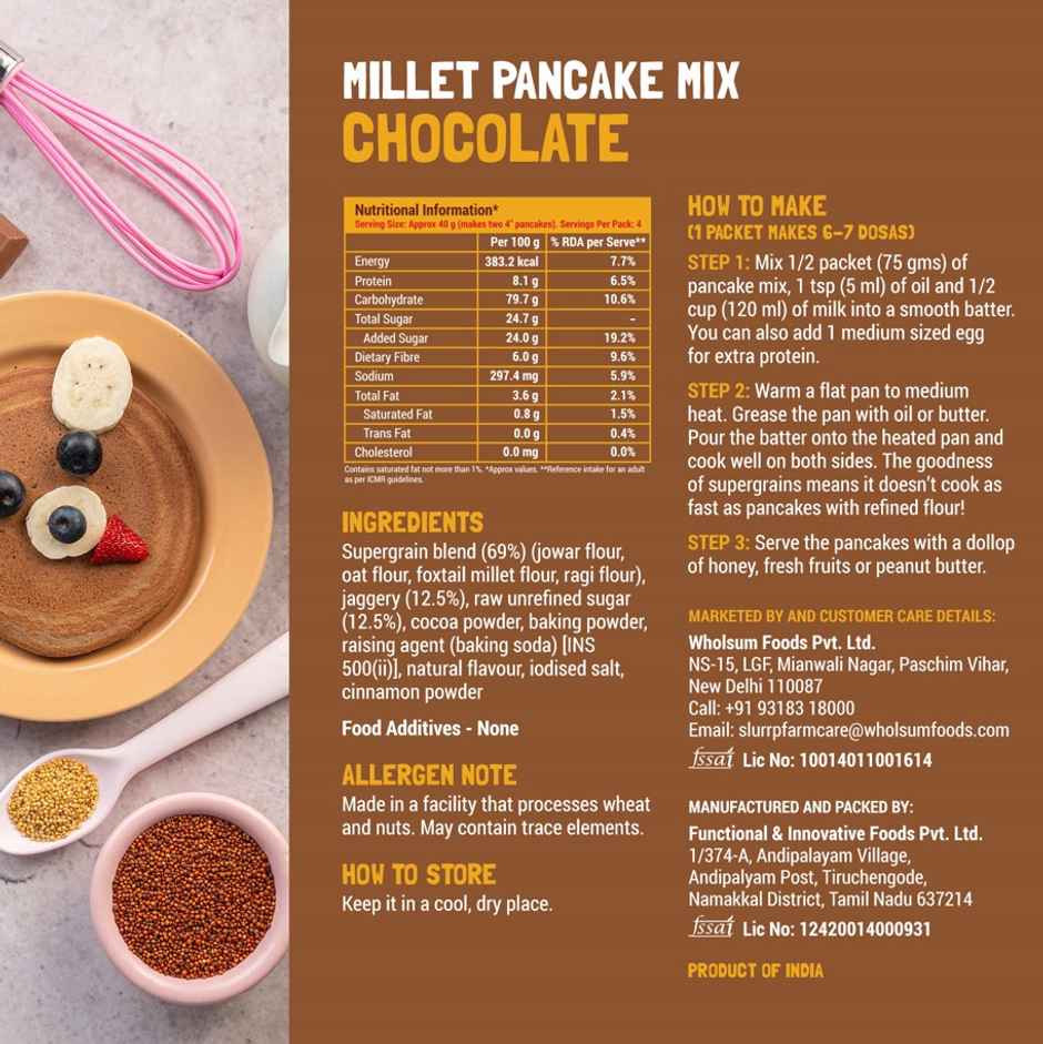 Slurrp Farm Millet Pancake Mix | Banana Choco-Chip and Chocolate | Kids and Adults | Pack Of 2