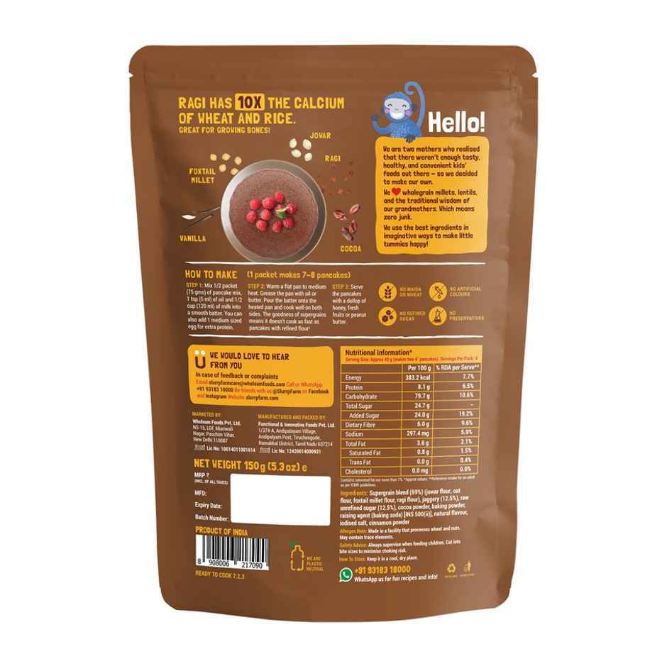 Slurrp Farm Millet Pancake Mix | Banana Choco-Chip And Chocolate | Kids And Adults | Pack Of 2