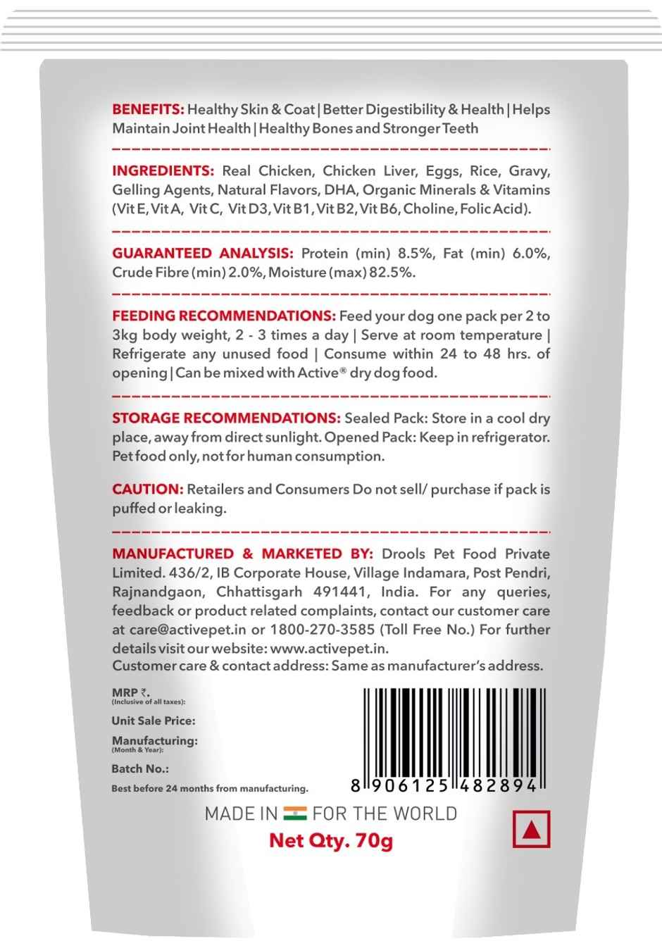 Active Puppy Gravy Wet Dog Food Chicken Liver and Real Chicken