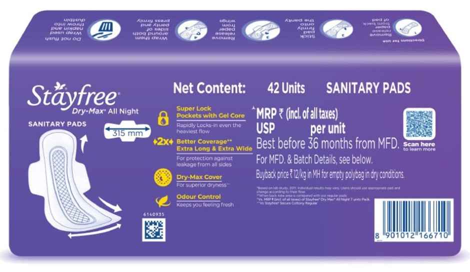 Stayfree Ultra Dry Max Sanitary Pads | XXL | 42 pcs