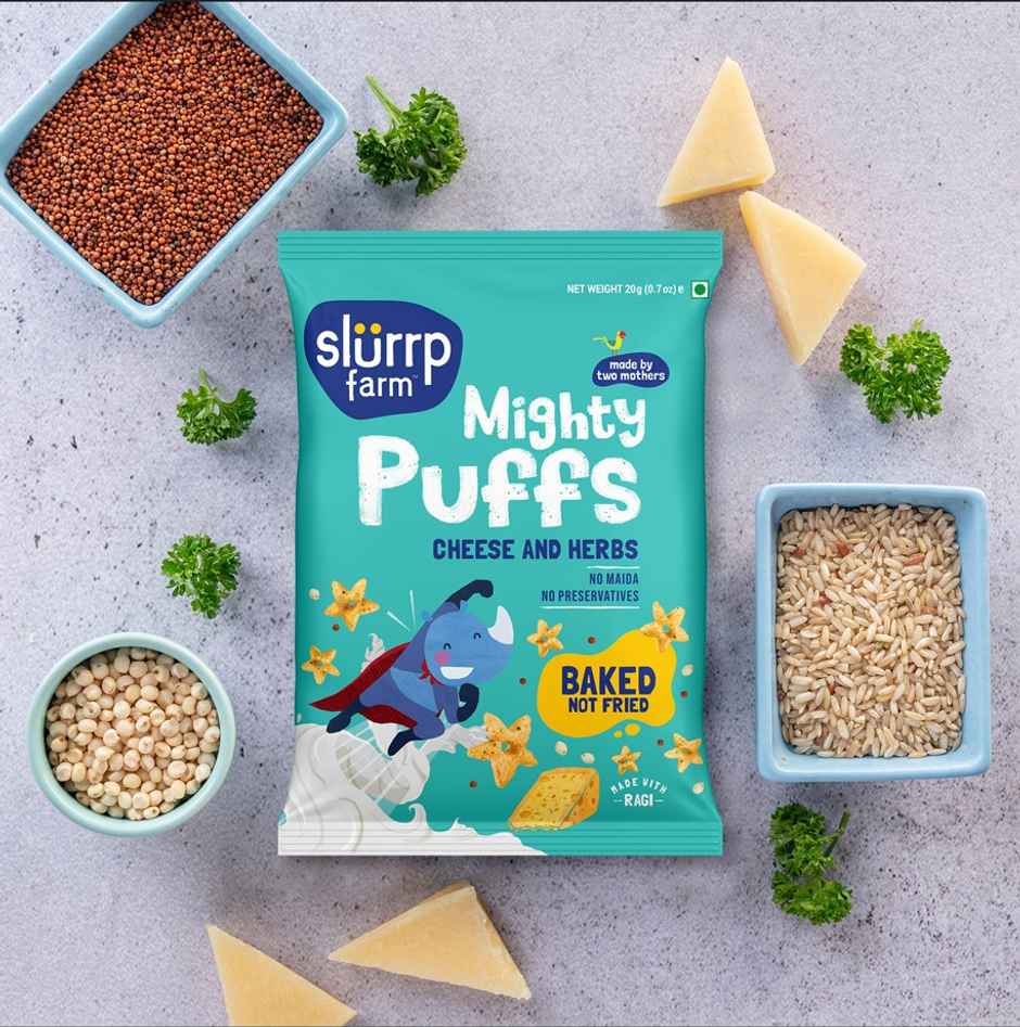 Slurrp Farm Not Fried Choco Ragi Puffs Healthy Snacks Tiffin & Travel Friendly 20 Gram(20gms) & Slurrp Farm Cheese And Herbs Puffs Healthy Snacks With Goodness Of Millets No Maida Not Fried 20 Gram(20gms) Combo