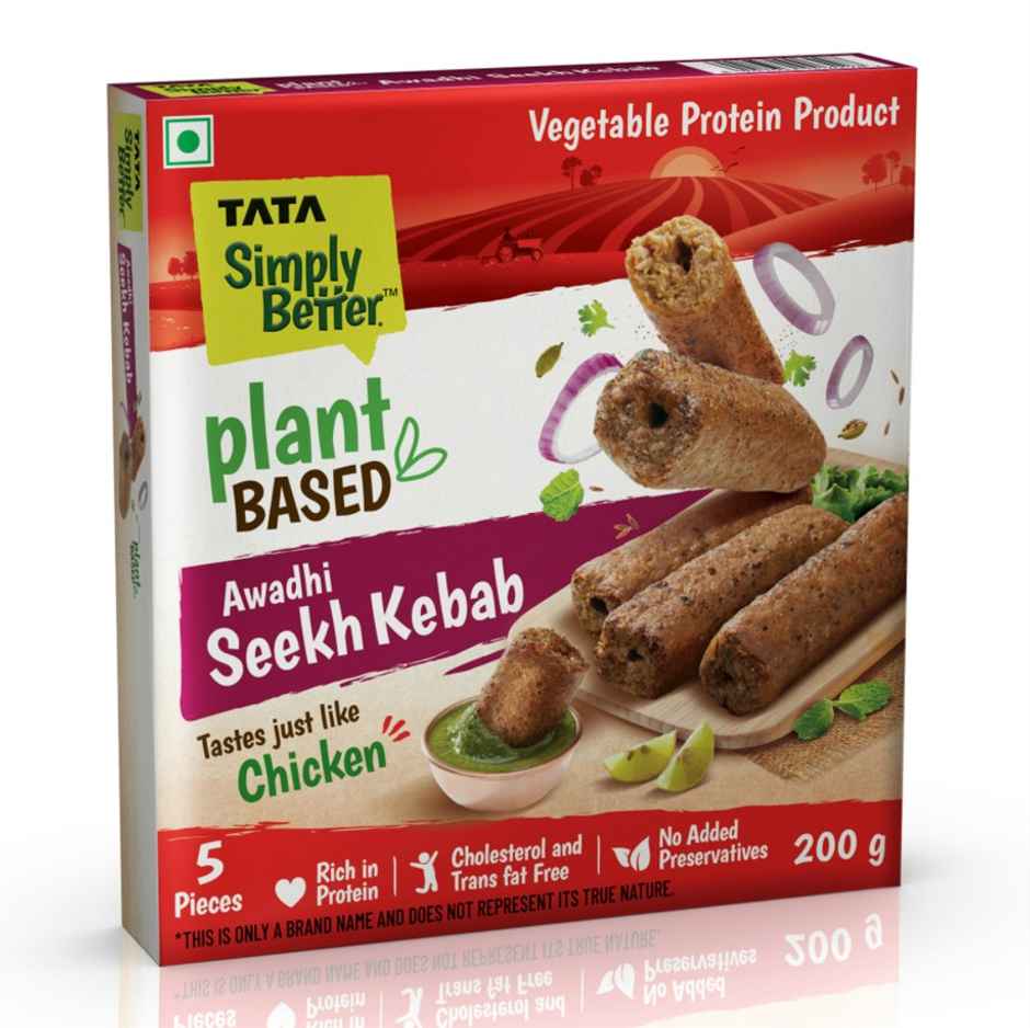 Tata Simply Better Plant-Based Chicken Awadhi Seekh Kebab, Tastes Just Like Chicken - 5 Pieces