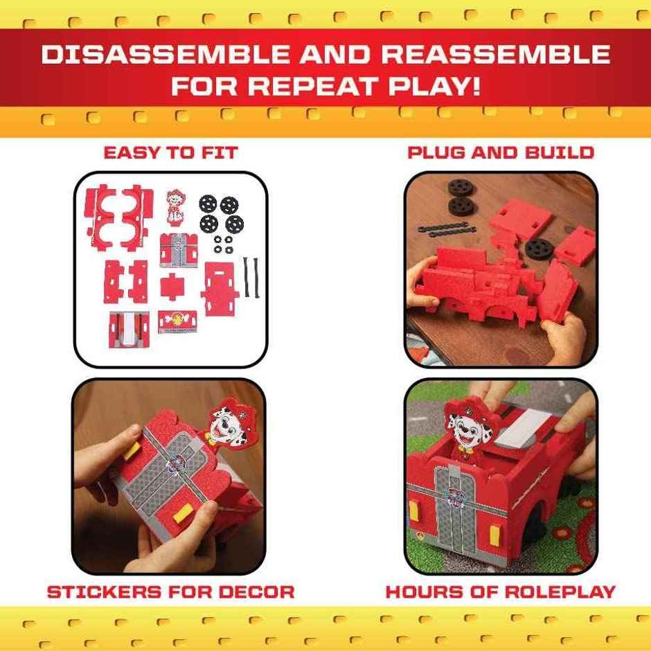 Li'l Wizards Paw Patrol Marshall 3D Build N' Play Fire Fightin' Truck (Red, Ages 3+)
