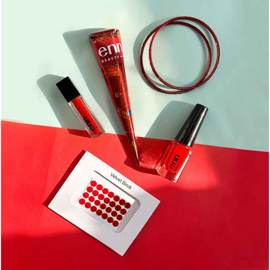 ENN Beauty Shringar Kit Pack Of 4 | Lipstick, Nail Paint, Mehndi, Bindi & Sindoor