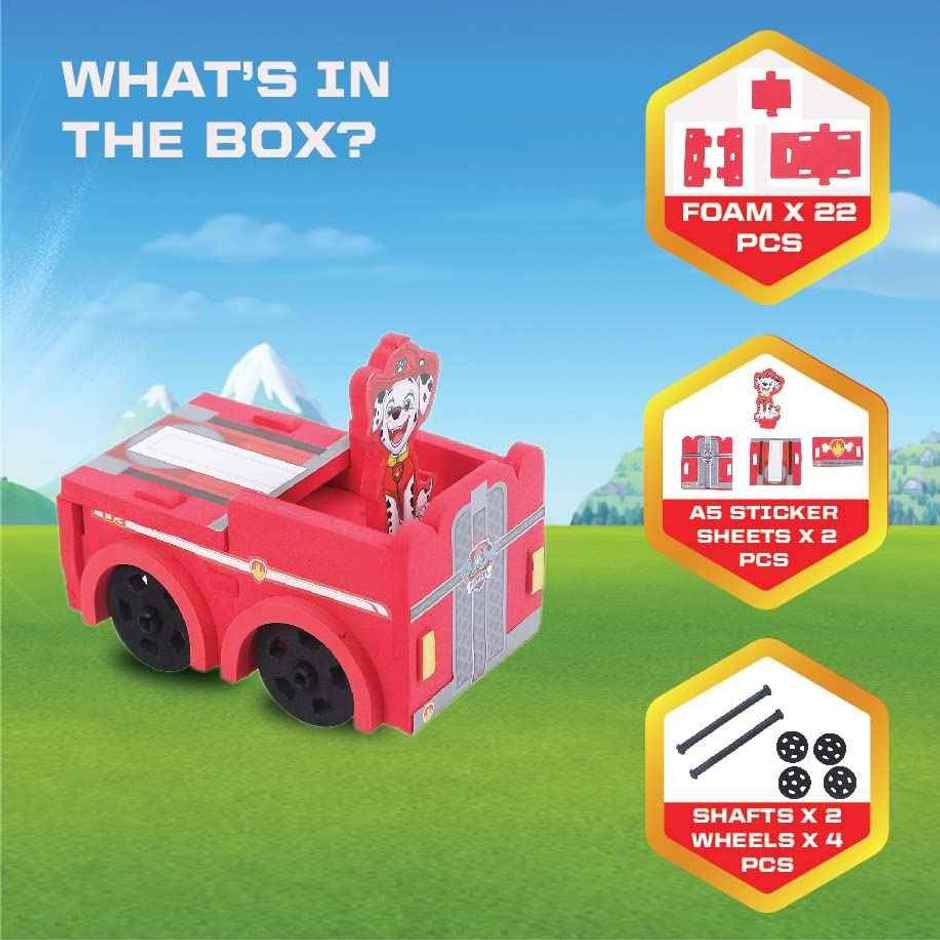 Li'l Wizards Paw Patrol Marshall 3D Build N' Play Fire Fightin' Truck (Red, Ages 3+)