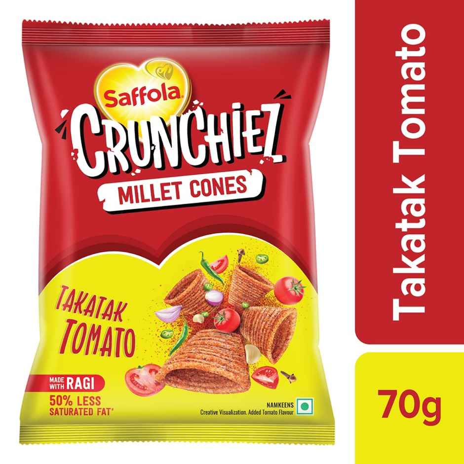 Saffola Crunchiez (Munchiez) Ragi Chips Takatak Tomato, Tasty and Healthy Snacks
