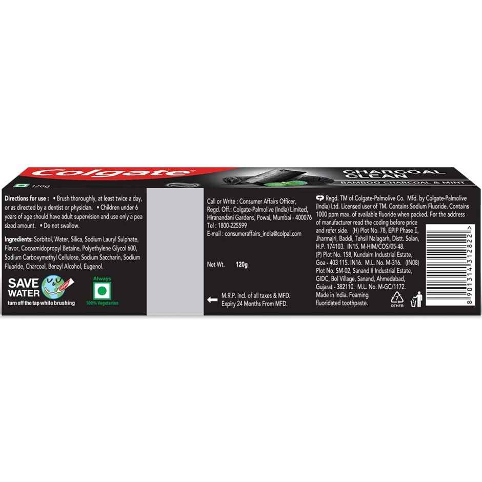 Colgate Charcoal Clean Black Gel Toothpaste - Bamboo Charcoal & Mint