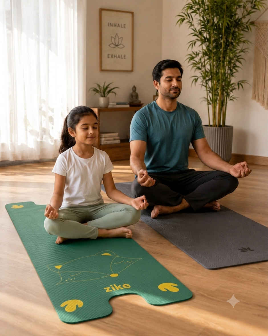 Zike Kids 4mm Yoga Mat Forest Friend, Olive Green, EVA, 5 x 2 ft