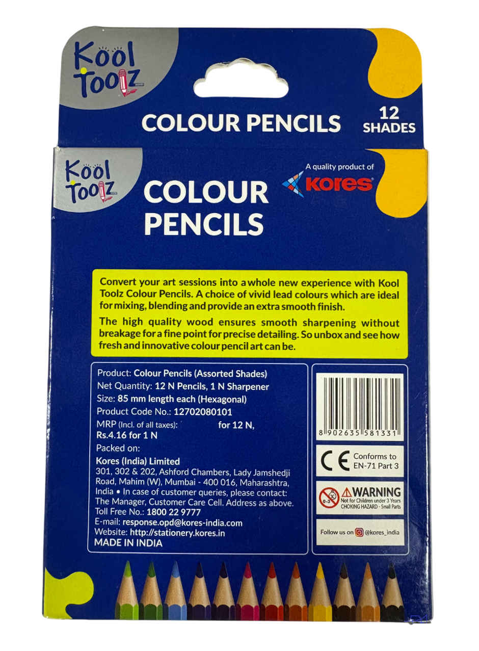 Kores 12HS Wooden Colour Pencils | 12 Shades