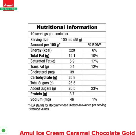 Amul Gold Caramel Chocolate Ice Cream Tub