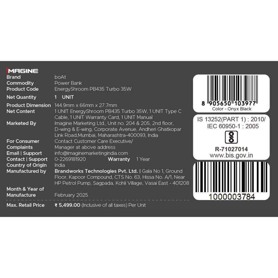 boAt Energyshroom Pb435 Turbo 35w | Onyx Black