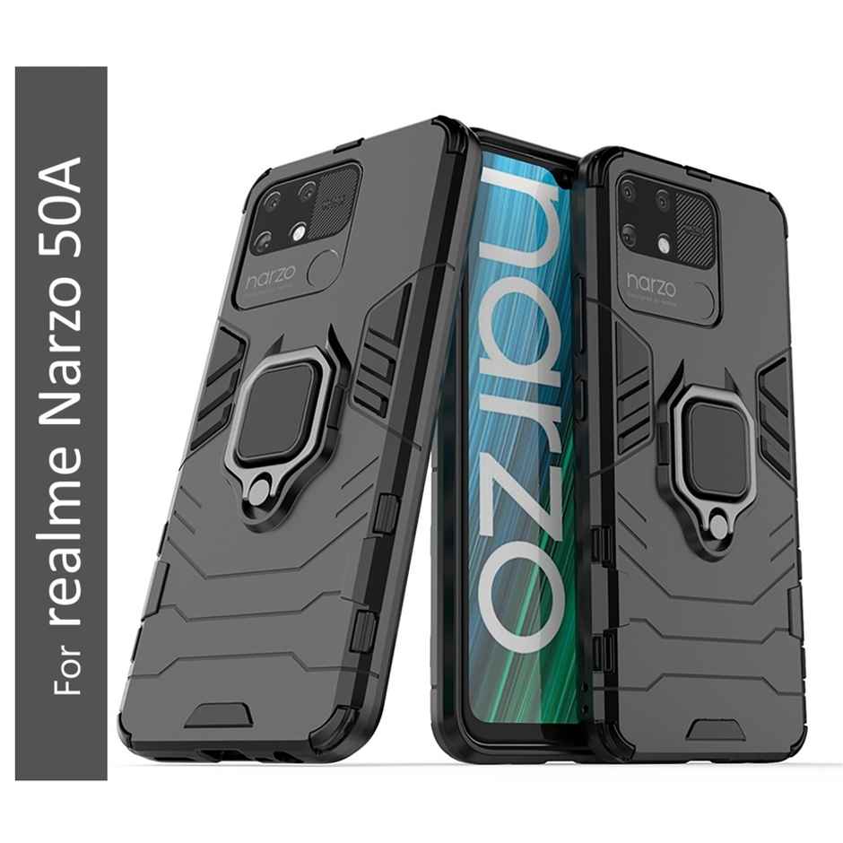 Kwine Case Realme Narzo 50A Back Cover - Ring Holder Stand Case