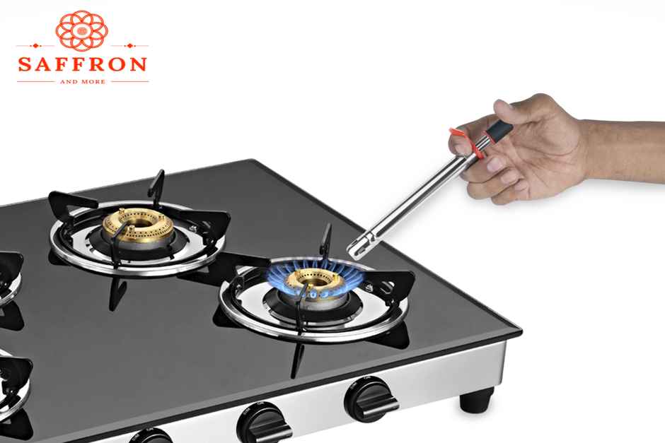 Saffron Easy Grip Gas Stove Lighters | Restaurants & Kitchen Use | Black