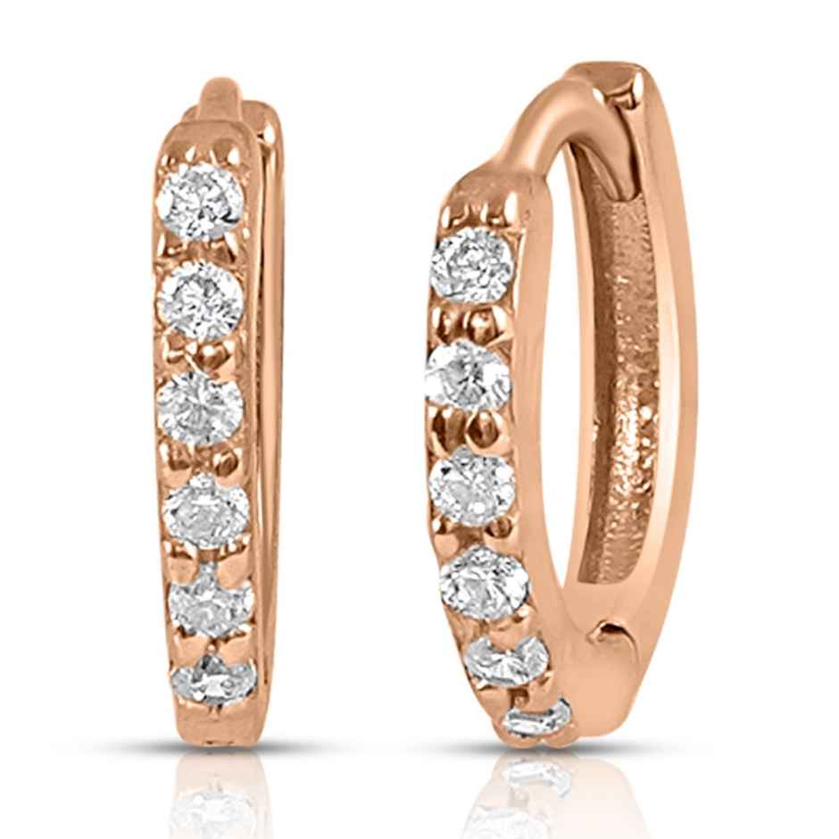 Zavya Circular CZ Rose Gold Plated 925 Sterling Silver Hoop