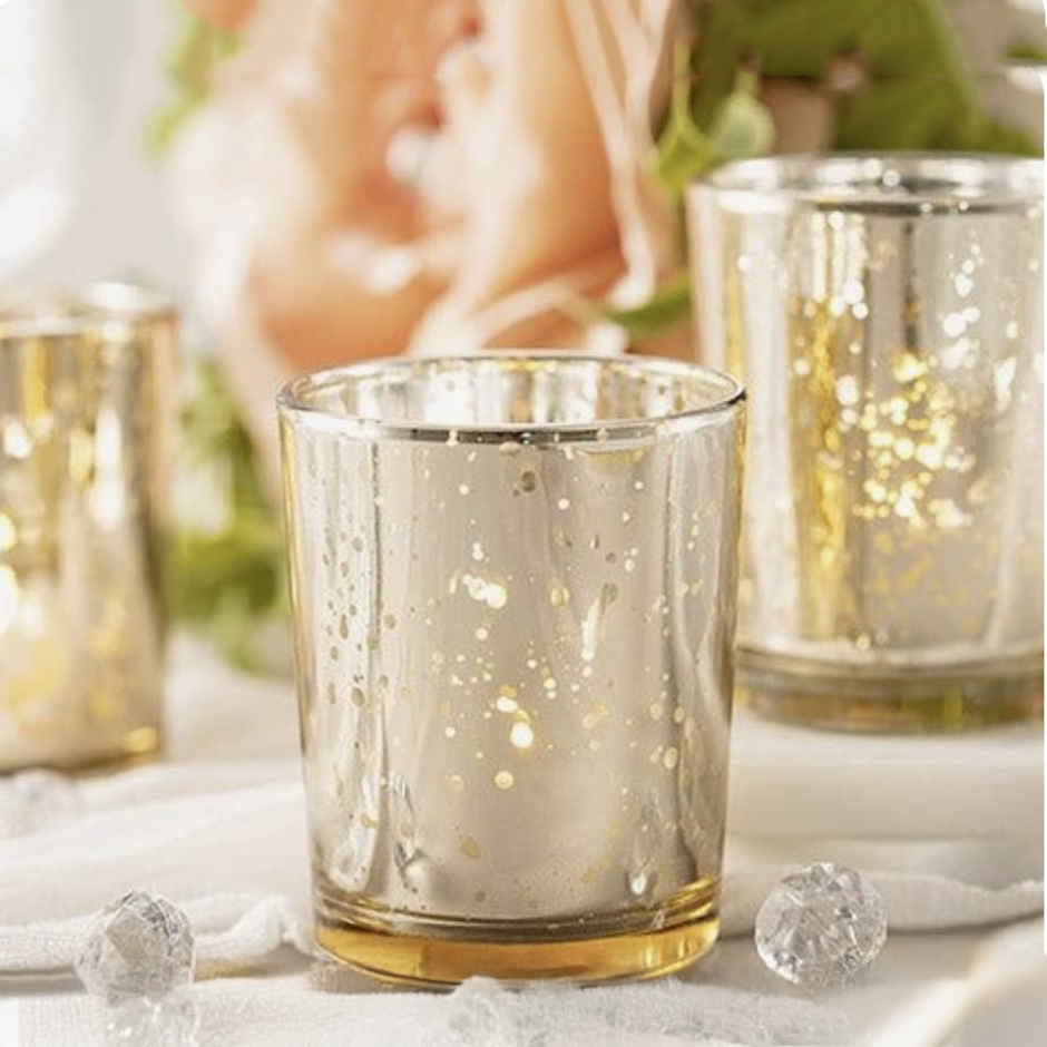 Quace Tealight Holder - Gold | Glass