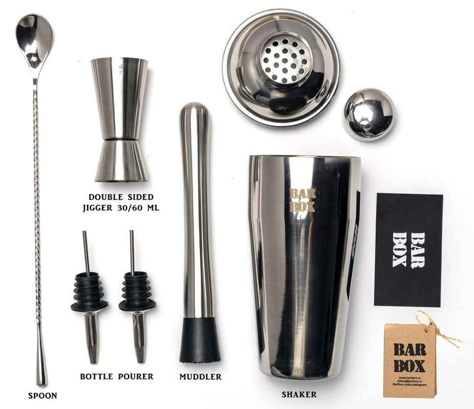 Bar Box 6 pcs Cocktail Shaker Set Food Grade Stainless Steel Bartender Bar Kit
