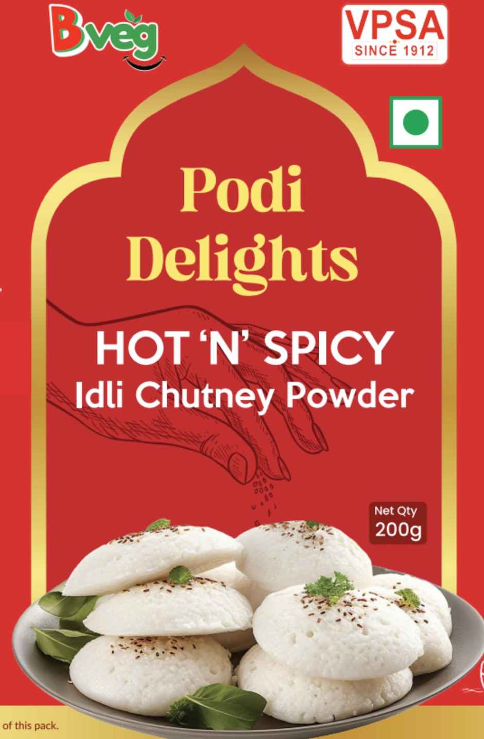 BVeg Podi Delights Hot 'n' Spicy Idly Chutney Powder