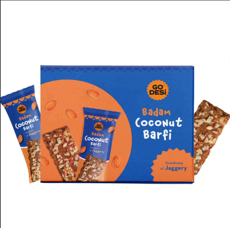 Badam Coconut Barfi, 6 Pcs | Burfi | Sweets | By GO DESi