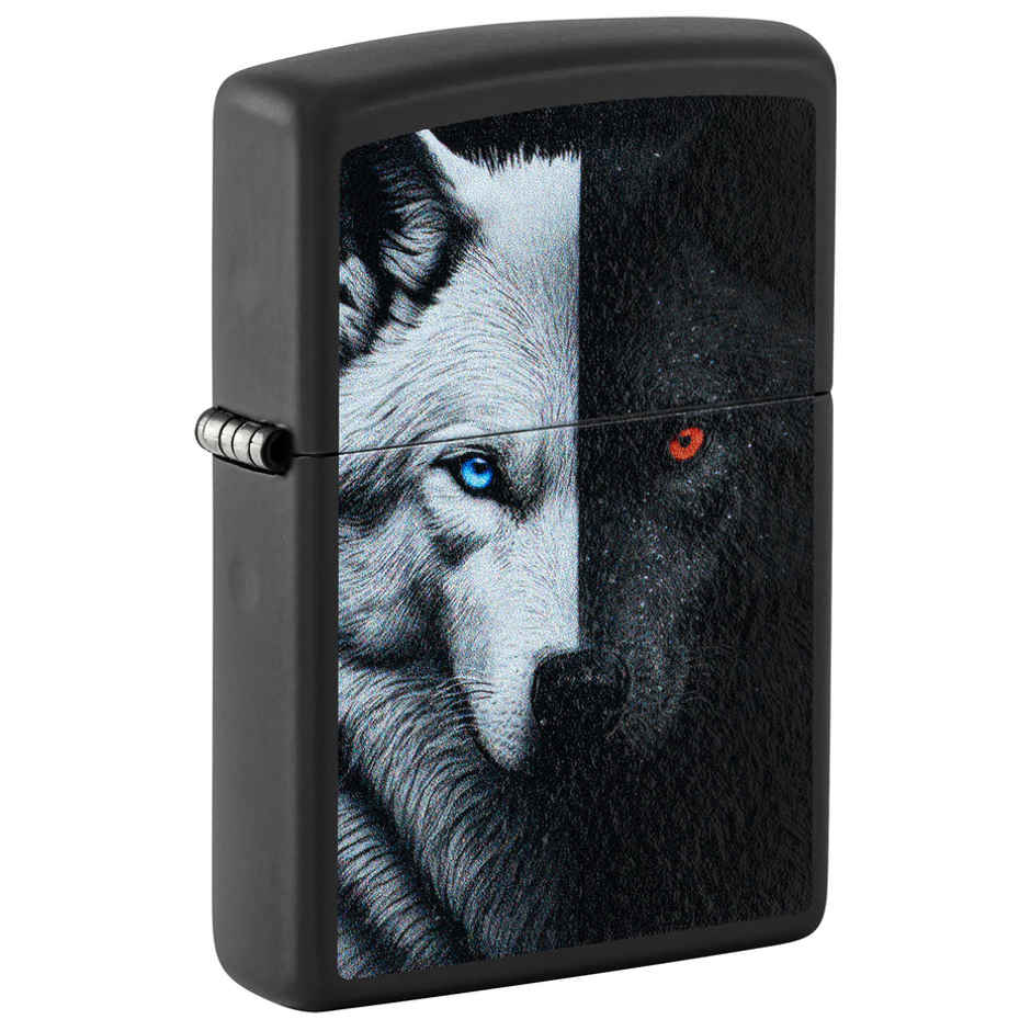 Type Zero Design Zippo Classic Black Matte Two Wolves Design Windproof Pocket Lighter ...