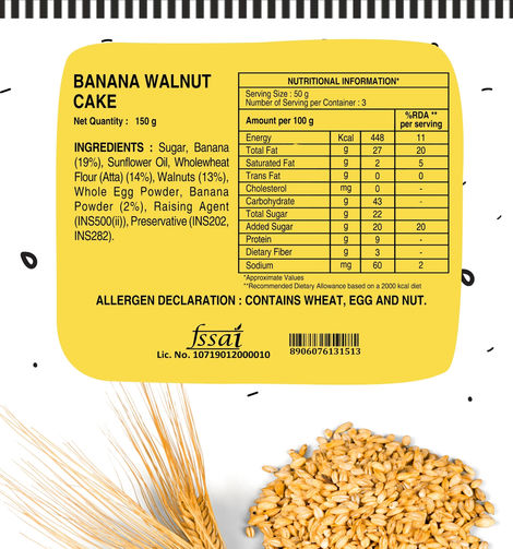 The Baker's Dozen Wholewheat Banana Walnut Cake