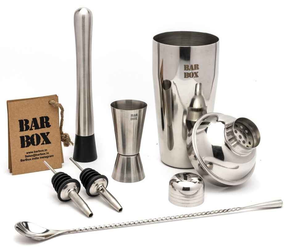 Bar Box 6 pcs Cocktail Shaker Set Food Grade Stainless Steel Bartender Bar Kit