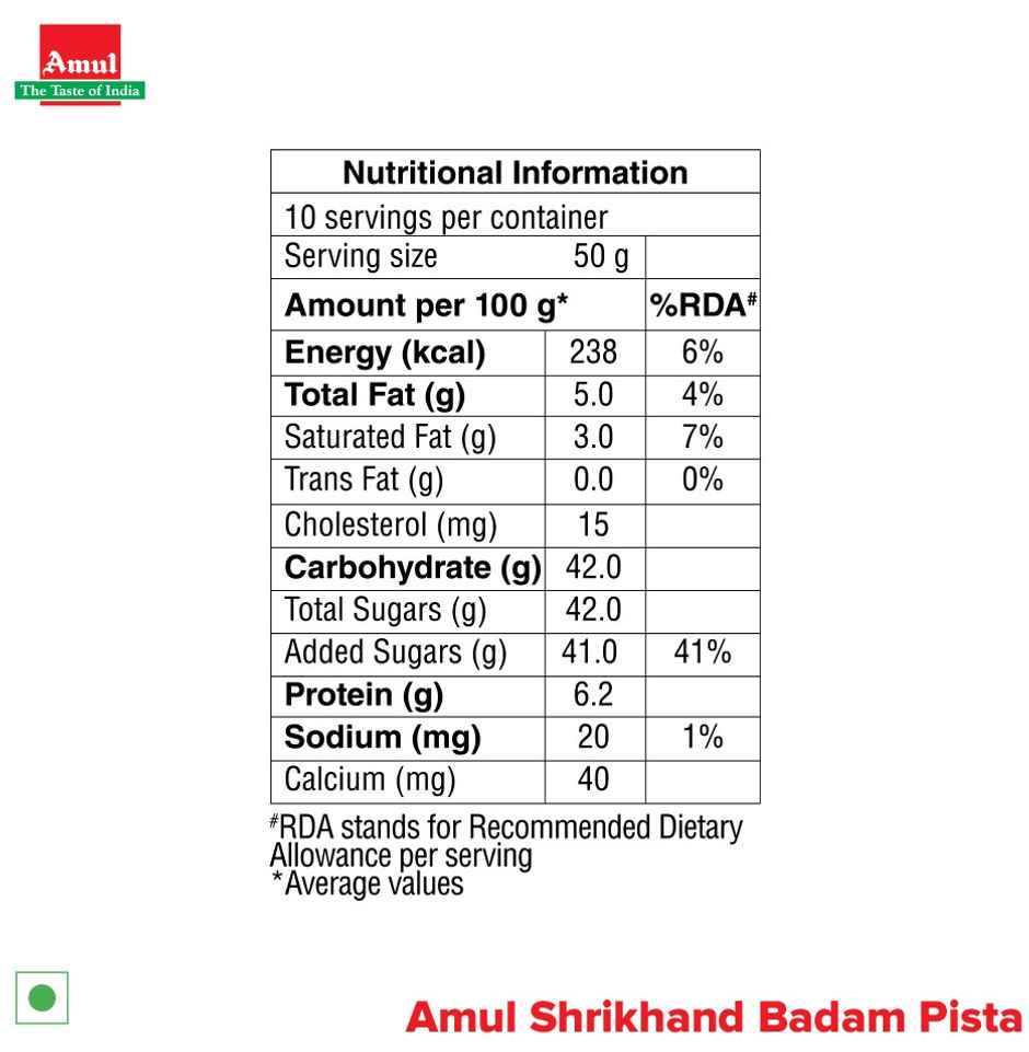 Amul Shrikhand Badam Pista