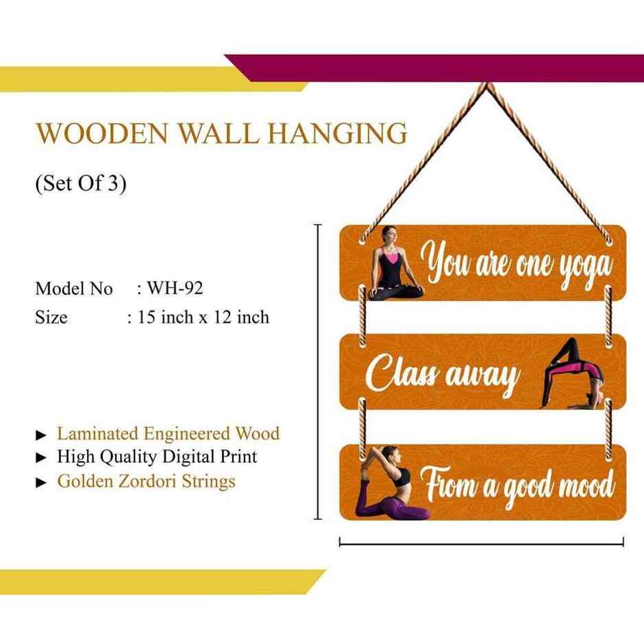 Saf Wall Hanging-You Are One Yoga,Calss Away,From A Good Mood