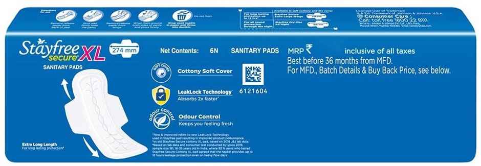 Stayfree Secure Dry Cover XL Sanitary Pads