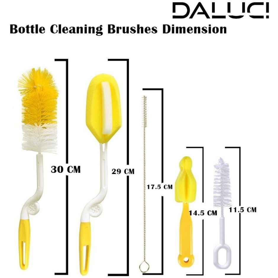Daluci Baby Milk Bottle Nipple and Straw Brush with Sponge For Easy Cleaning
