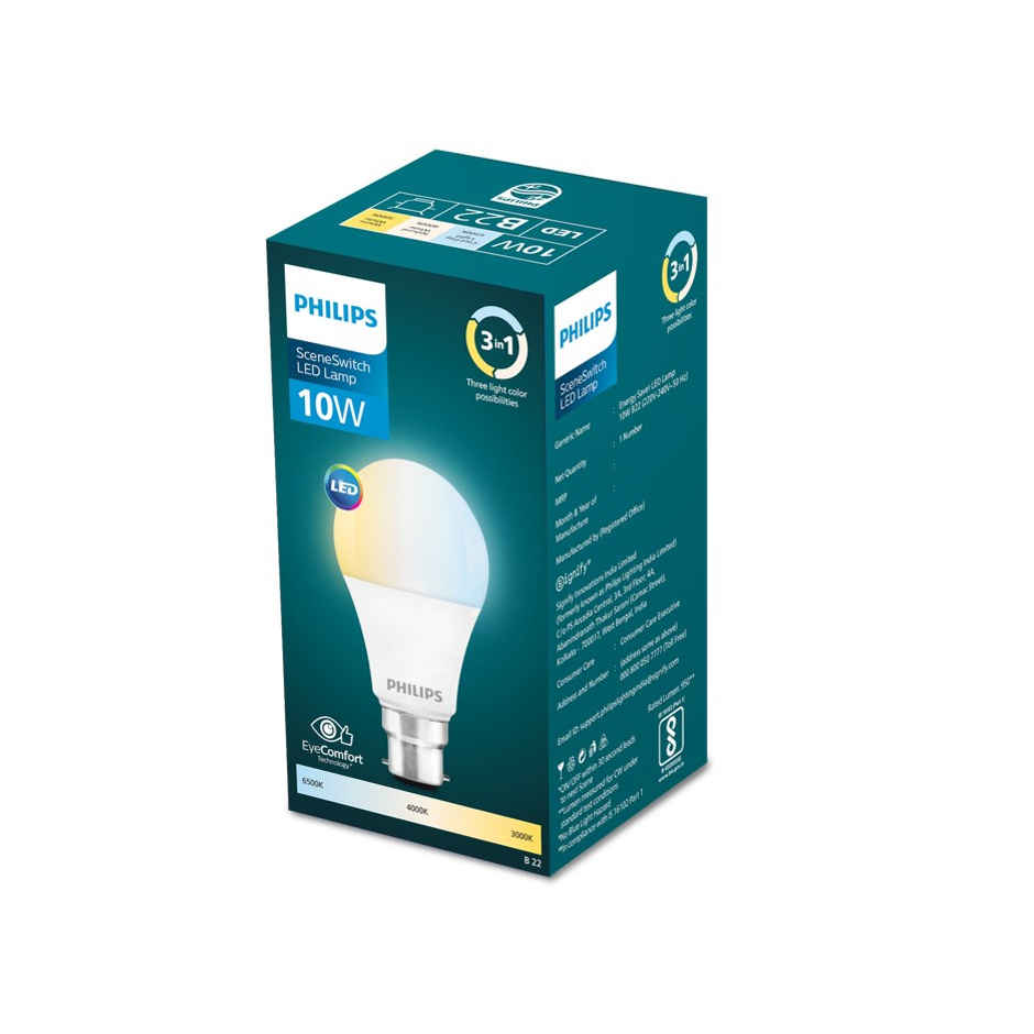 Philips Sceneswitch 10 W Led Bulb 3 Colors In 1 Led Bulb Tunable White | B22 Base Holder
