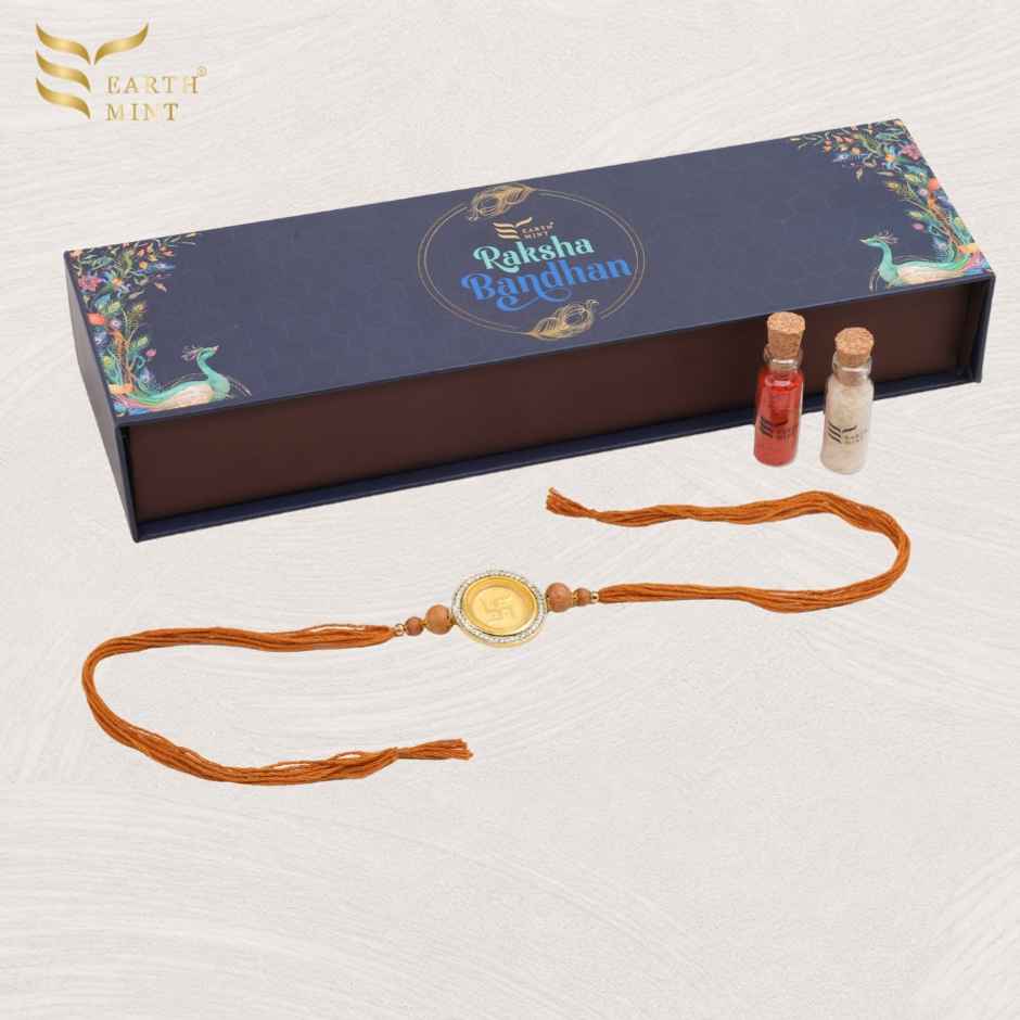 Earthmint 24k Gold Rakhi | Forever - Swastik - 50mg