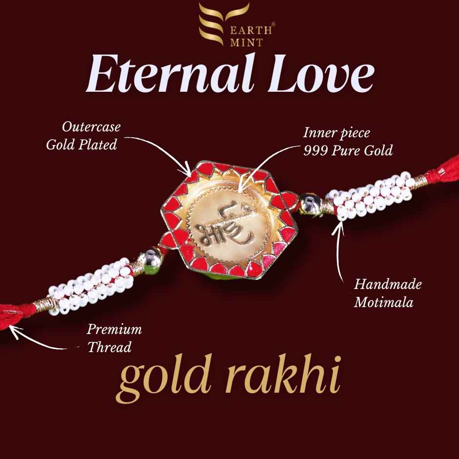Earthmint 24k Gold Rakhi | Eternal Love - Bhai - 50mg
