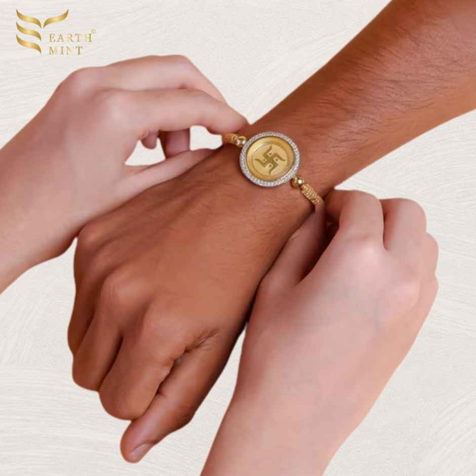 Earthmint 24k Gold Rakhi | Forever - Swastik - 50mg