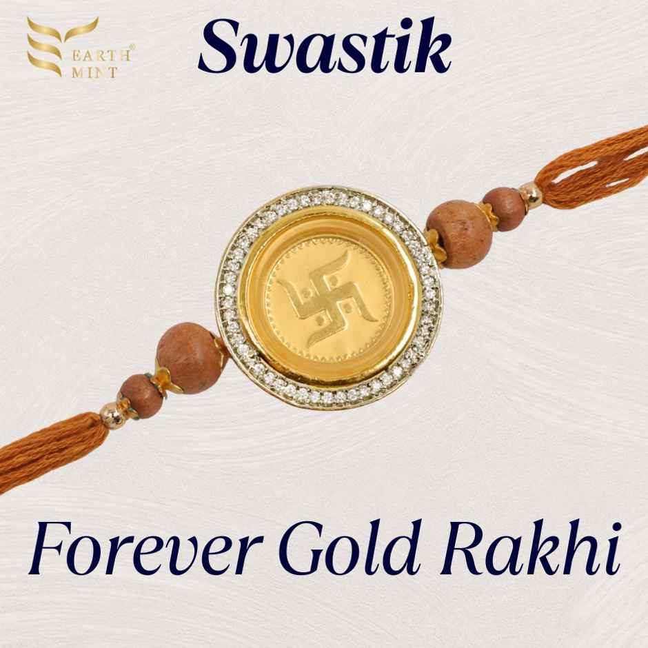 Earthmint 24k Gold Rakhi | Forever - Swastik - 50mg