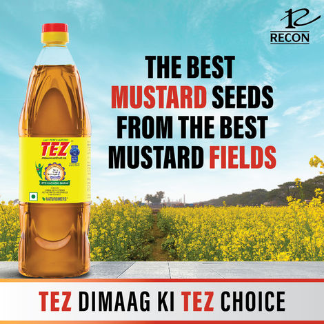 Tez Premium Kachchi Ghani Pure Mustard Oil 100% Pure and Natural, Good for Heart 500mL Bottle