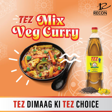 Tez Premium Kachchi Ghani Pure Mustard Oil 100% Pure and Natural, Good for Heart 500mL Bottle
