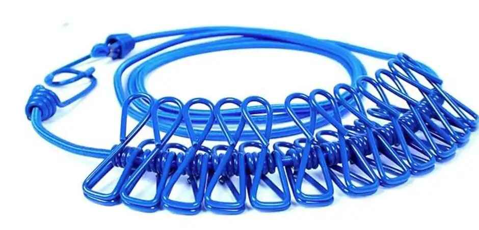 Daluci Stretchable Cloth Rope with Metal Clips | Drying Clothes