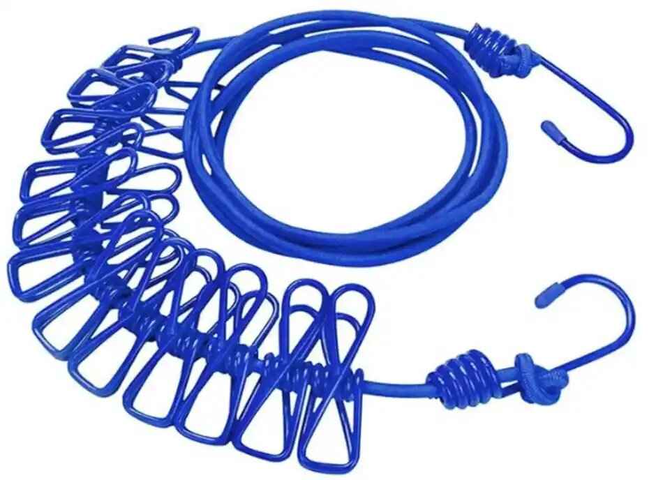 Daluci Stretchable Cloth Rope with Metal Clips | Drying Clothes