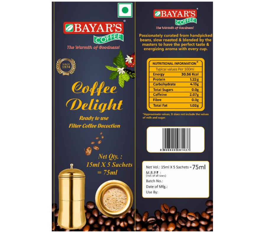 Bayar's coffee delight liquid filter coffee