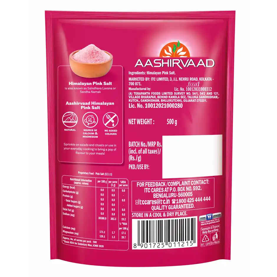 Aashirvaad Himalayan Pink Salt | Sendha Namak/Rock Salt
