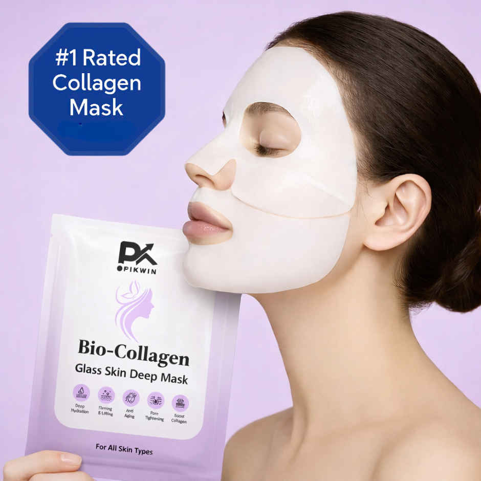 Pikwin Bio Collagen Face Sheet Mask | Korean Glass Skin Anti Aging Formula