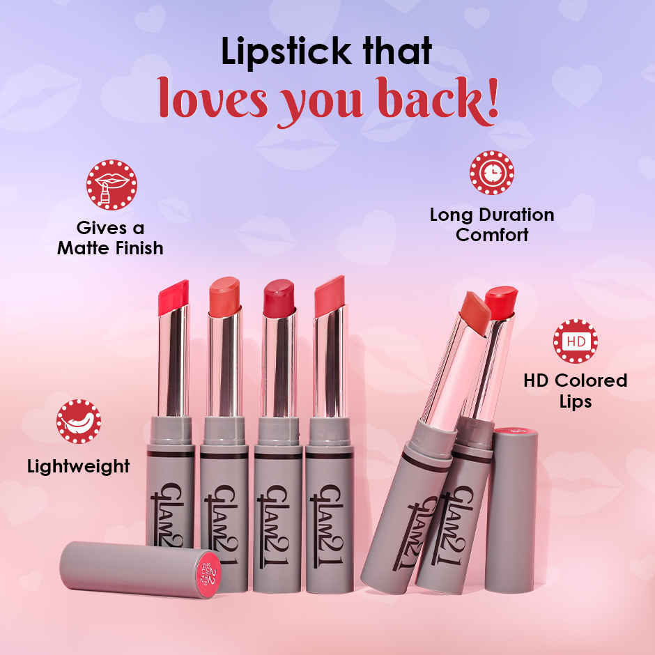 Glam21 Long Lasting Non Transfer Lipstick, Creamy Matte Finish -Red Power